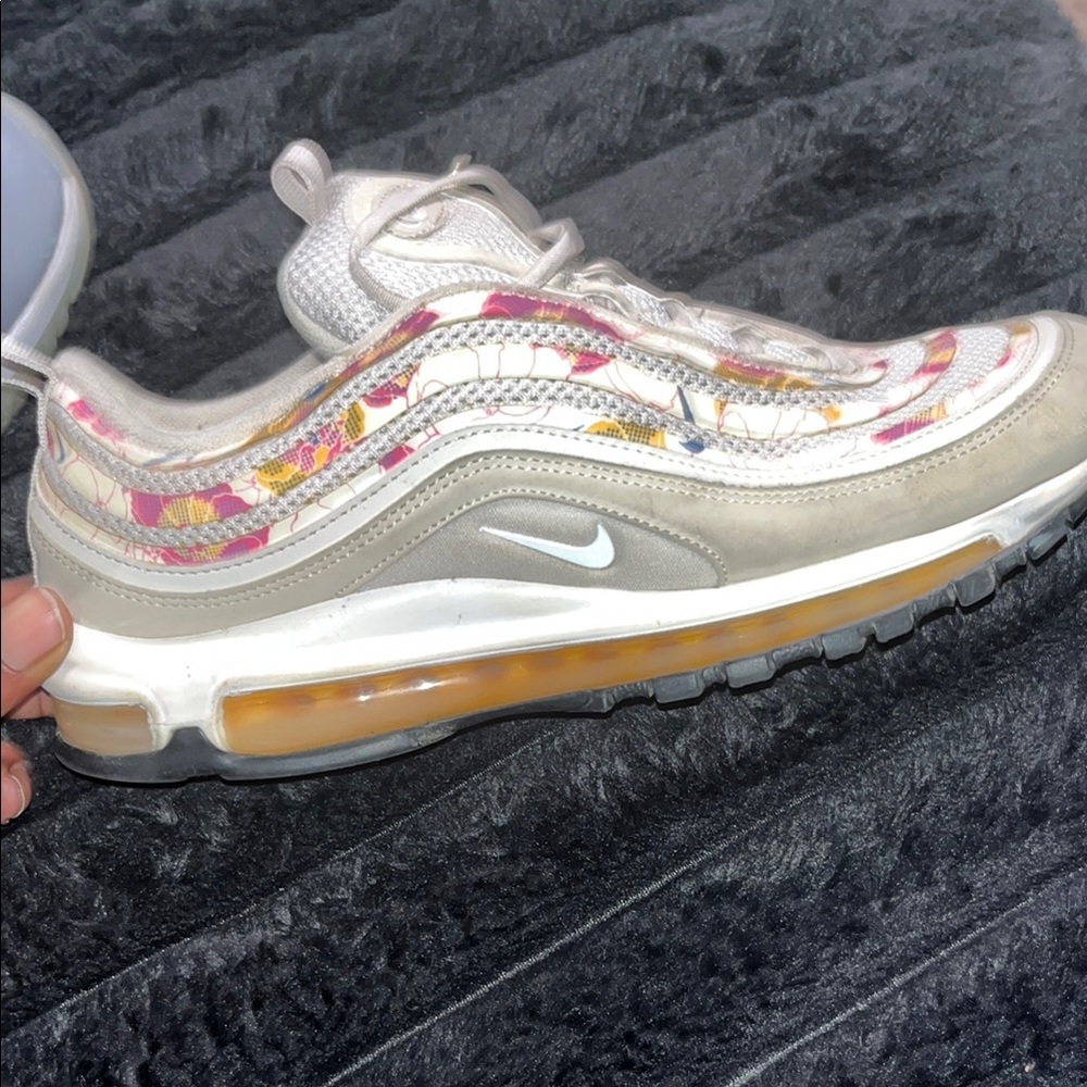 Nike White and Gray Air Max 97 Sneakers